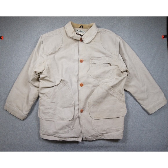 L.L. Bean Other - Vintage LL Bean Jacket Mens Small Beige Chore Coat Lined Outdoors H147